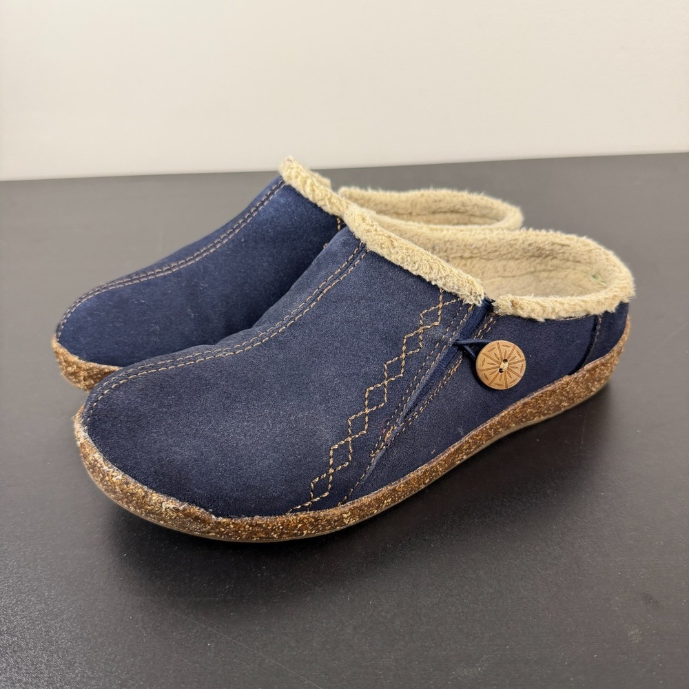 Earth Origins Aurora Johanna Clogs Women's 8W Navy Faux Fur Lined Slip On Casual - Picture 8 of 15